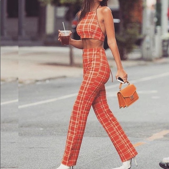 I am gia orange plaid pants Clearance
